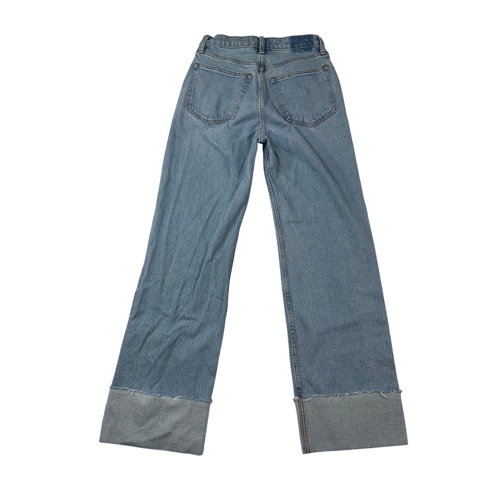 Abercrombie & Fitch The 90s Relaxed Jean High Rise Wide Leg Cuffed 26 2R Blue - Picture 3 of 8